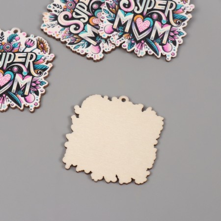 Decor for creativity wood "Super Mom" ​​set 5 pcs 4.3x4.1x0.3 cm-1