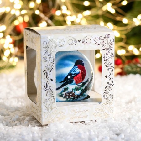 New Year's ball "Bullfire on a branch" 8 cm-1