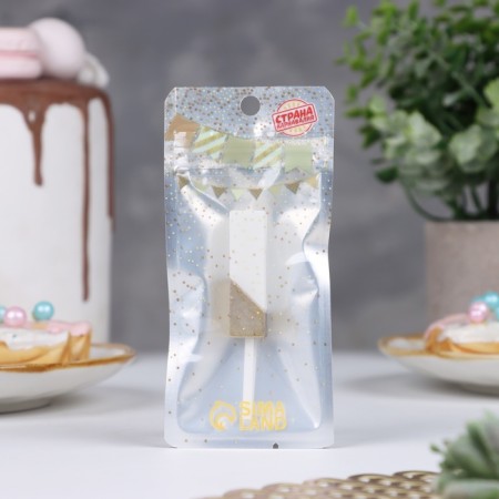 Candle in the Manhattan cake, number "1", white with gold, 5 cm-1