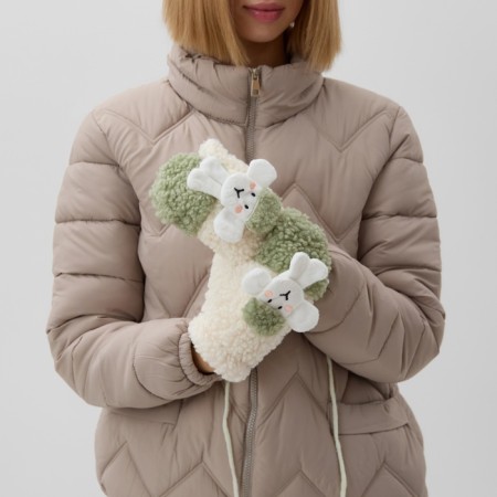 Mittens teenage minku lamb two -tone 24 cm color green color-2