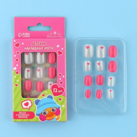 Children's false nails "Hearts", 12 pcs-1