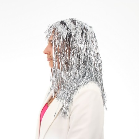 Carnival wig "Rain", 45 cm, silver color-2