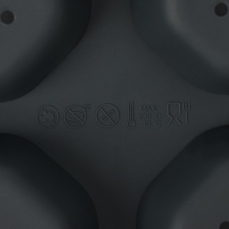 Baking form with perforation of the “buns” silicone, 26 × 18.3 × 2.5 cm, 4 cells (9.7 × 7.5 cm), gray-5
