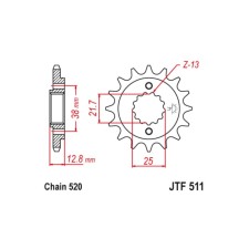 Leading star JT SPROCKETS JTF511-15, circuit 520, 15 teeth