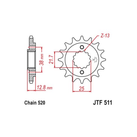 Leading star JT SPROCKETS JTF511-15, circuit 520, 15 teeth