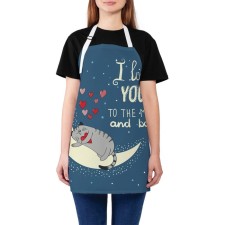 Apron kitchen with a “Valentine with a cat” photo print, adjustable, size OS