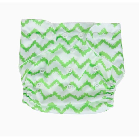 Reusable diaper, "zigzag", green color-1