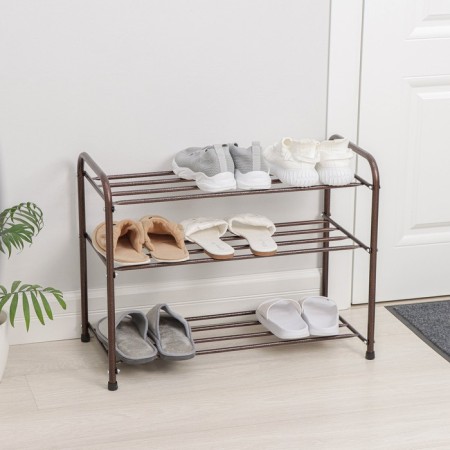 Shoe stand, 3 tiers, 65 × 32 × 48.5 cm, color Copper Antik