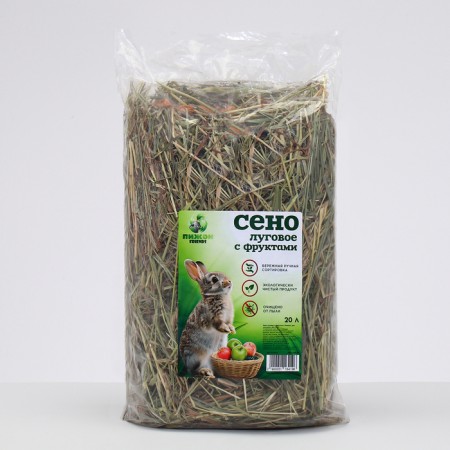 Lugovoi hay with fruits "Pigzon" for rodents, 20 l, 500 g-1