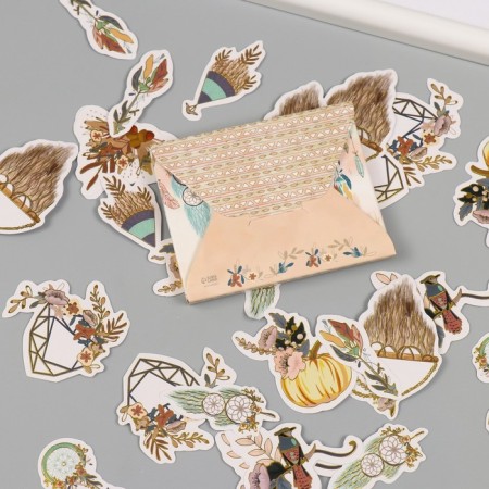 Stickers for creativity "Boho" embossing gold set 48 pcs 9x7x0.8 cm-6