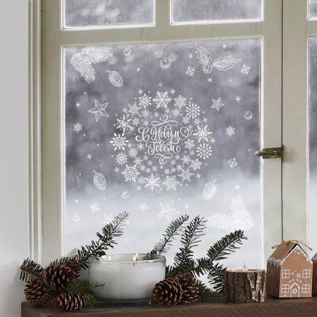 Stick for windows "New Year's Wreath", reusable, 33 x 50 cm, New Year-1