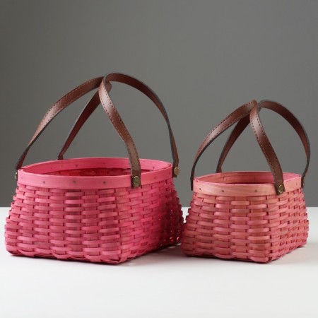Set of wicker baskets, 23x19x11/25 cm, 18x14.5x10/21 cm, 2 pcs, pink, sequoia