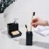 A set of accessories for the bathroom "Rombs", 4 items (meter 230 ml, soap dish, 2 glasses), black color