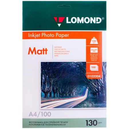 Photo paper for jet print A4, 100 sheets Lomond, 130 g/m2, bilateral, matte