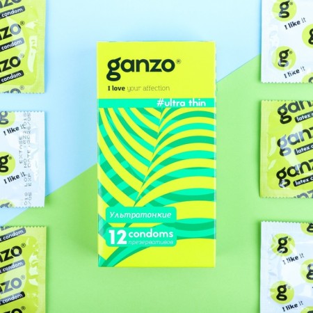 Ganzo Ultra Thin condoms, ultra-thin, 12 pcs.