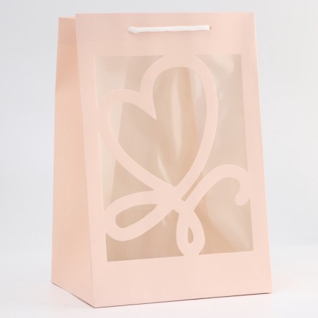 Gift package with a curly window, 20 x 16 x 30 cm, pink