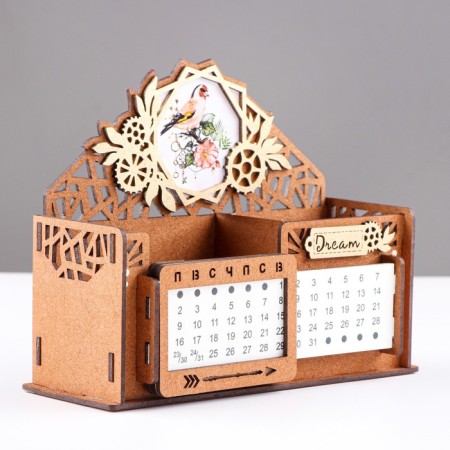 Calendar-penis "Bird", oak-zoloto, MDF, 17x7.5x12 cm-1