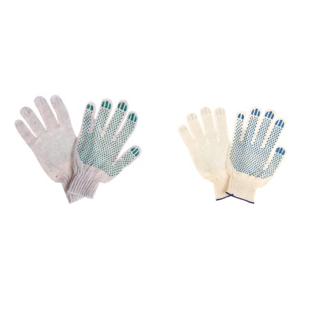 Garden gloves, x/b, knitting grade 10, 3 threads, size 9, with PVC dots, white, Greengo-2