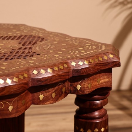 Coffee table 38x38x38 cm, tree shisham-5