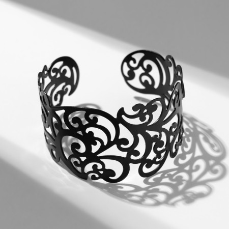 Bracelet Metal "Karka" Fest lady, pattern, black color, 6 cm-1