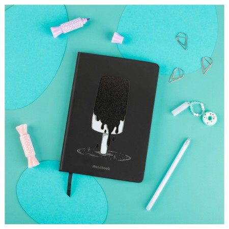 Note book A5 80 sheets in a line, leatherette, meshu "ic", a solid cover, embossing foil, cutting, block offset