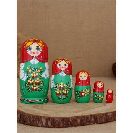 Nesting doll "forget -me -not red scarf" 5 puppet