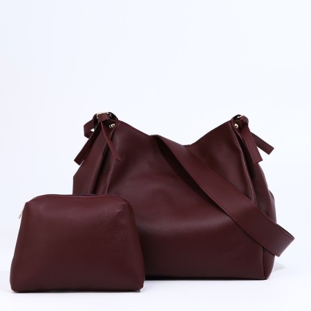 Button bag bag, burgundy color