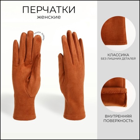 Gloves are female, dimensionless, without insulation, brown color
