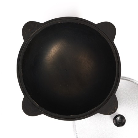 Cast iron cauldron, 10 l, round bottom, aluminum cover-3