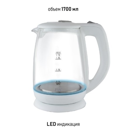Electric kettle JVC JK-KE1518, glass, 2200 watts, 1.7 l, white-4