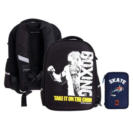 Frame backpack 38 x 30 x 20 cm, + pencil case, Bruno visconti "Boxing"