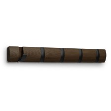 Horizontal Flip wall hanger, 5 hooks, walnut