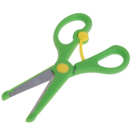 Plastic scissors 13 cm, latch, with metal blades and rounded ends, safe, mix-8