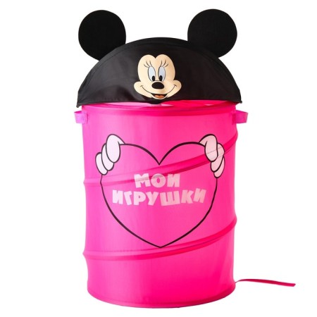 Корзина для игрушек "Мои игрушки" Минни Маус с ручками и крышкой-4