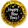 Foil ball 18 “Happy New Year. Sparks. Stars”, circle, black, golden