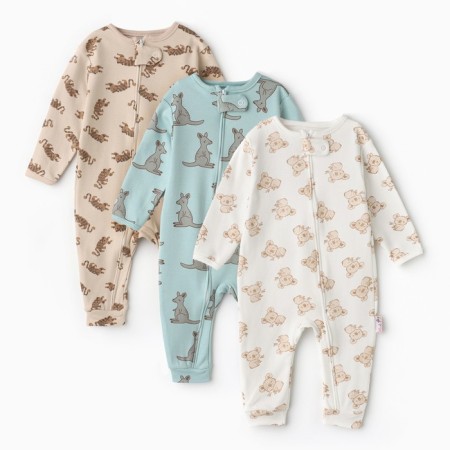 Combineson children's (3 pcs.), Beige/green/white, height 86 cm