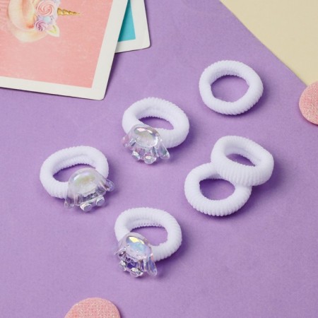 Hair gum "Tenderness" (set 6 pcs) Bunny, white-1