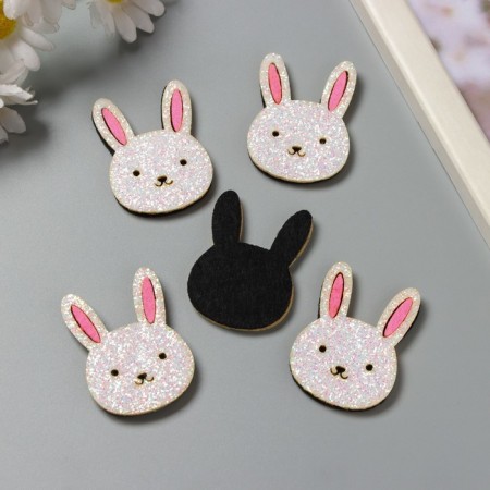 Decor for the creativity of the felt shine "White Rabbit" 4.5x3.3 cm-1
