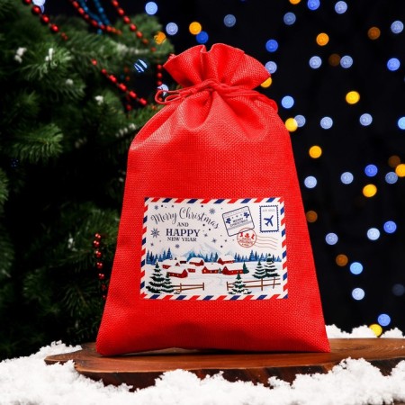 Gift bag with thermal monklake, 20 x 30 cm, red