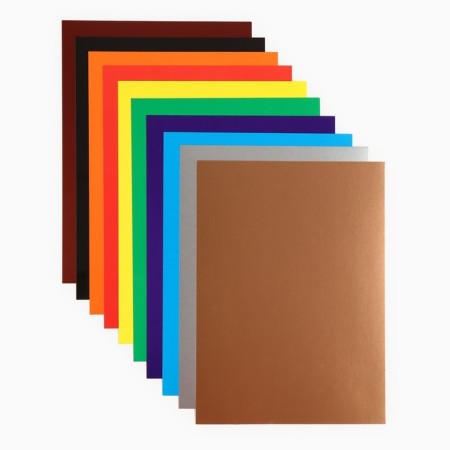 Cardboard Color, A4, 10 sheets, 10 colors, coated, one -sided, in a folder, 240 g/m², mixari-2