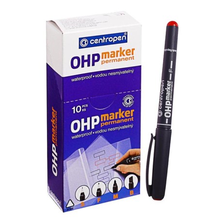 Centropen 2636 marker for OHP, permanent, 0.6 mm, red