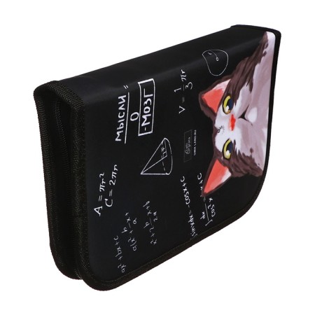 Penal 3 sections, tab inside, 140 x 210 x 40 mm, fabric, calligrata top block "smart cat"-3