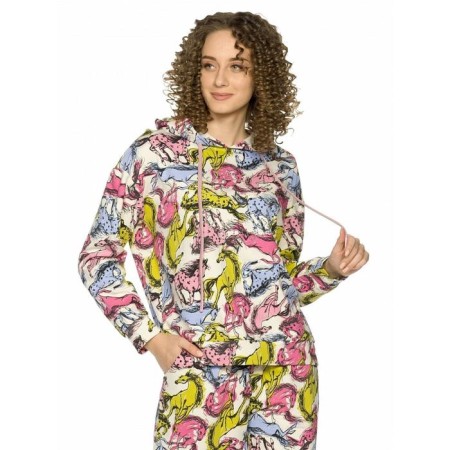 A set of sweatshirts and trousers female, size m, pink color-1