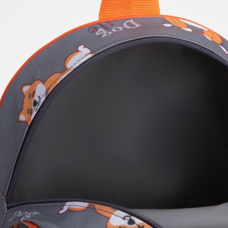 Baby backpack on lightning, external pocket, gray/orange color-6