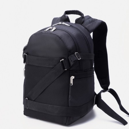 Male backpack on a zipper, 5 outer pockets, ZFTS, Black Color