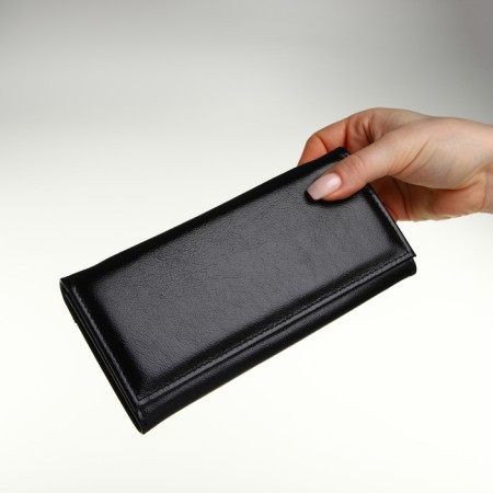 Women's wallet on the button, Textura, black color-9