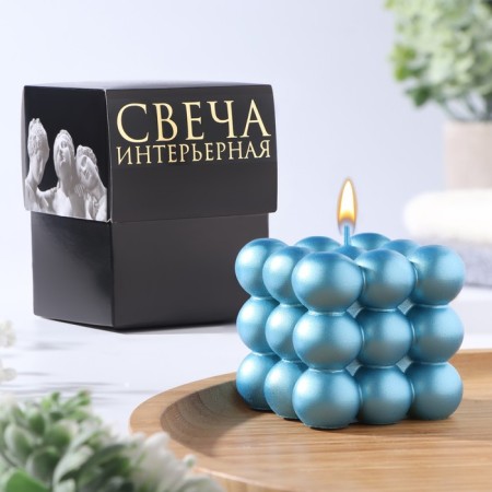 Figure candle "Babble" Big Cube, 5x5x5 cm, turquoise, in the box