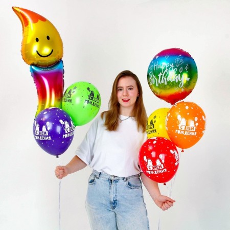 Set of balls "Happy Birthday. Candle ”, latex, foil, set 7 pcs.-2