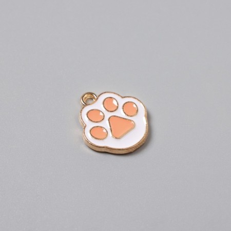 Decor for creativity metal, enamel "cat foot" white-pink 1.7x1.5 cm-1
