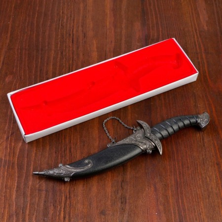 Curved souvenir knife, 26.5 cm, a long curl on the scabbard, black-4